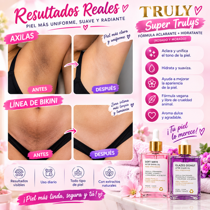 KIT TRULY SUPER TRULYS. FORMULA ACLARANTE + HIDRATANTE (ROSADO Y MORADO)