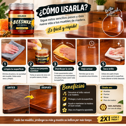 2X1 CERA BEESWAX MUEBLE BRILLO, REVIVIDOR MADERA (ROBLE)